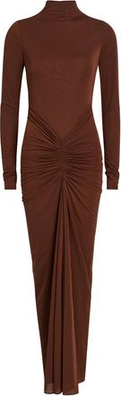 Ronny Kobo Scorpio Ruched Tissue Jersey Maxi Dress - Brown - S (UK8-10 / S)