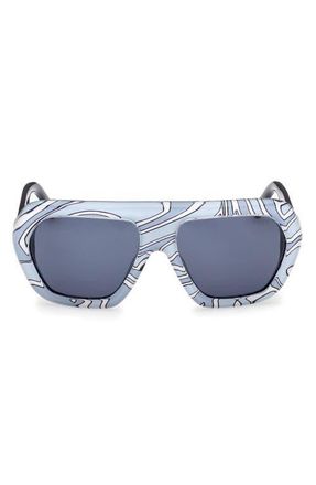 Emilio Pucci 58mm Square Sunglasses in Blue Labrinto Print at Nordstrom
