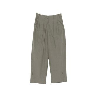 Low Classic Pantaloni Larghi in Cotone Lavato con Due Pinces - - Trousers - Donna - Grigio - S