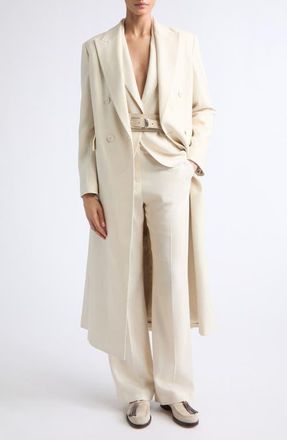 Eleventy Herringbone Wool Blend Duster Jacket in 00 Ivory at Nordstrom, Size 42