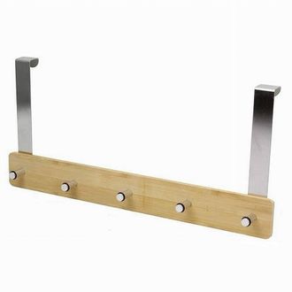 Trade Shop Trade Shop - Appendiabiti Per Porta In Metallo Legno Con 5 Posti Ganci Giacche Vestiti 79551