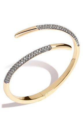 Demarson Vesey Pav&eacute; Bypass Cuff Bracelet in Gold/Gunmetal/Crystal at Nordstrom