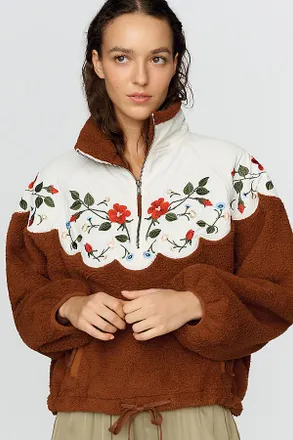 The Great. The Plush Wildflower Funnel Neck Pullover
