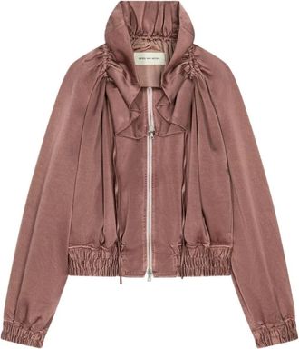 Dries Van Noten Light Jackets, female, Pink, Size: L Pink Jacket with Drawstring Neck