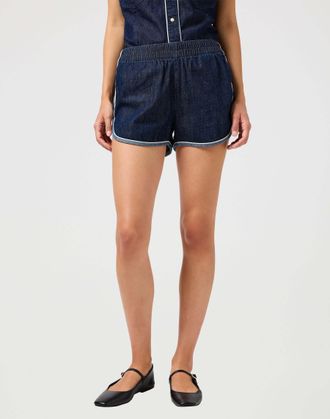Wrangler Relax-fit-Jeans WRANGLER WRANGLER Jeansshorts Piped Short, Damen, Gr. 25, N-Gr, blau, Obermaterial: 80% Baumwolle CO. 20% Baumwolle CO recyc.., Jeans 