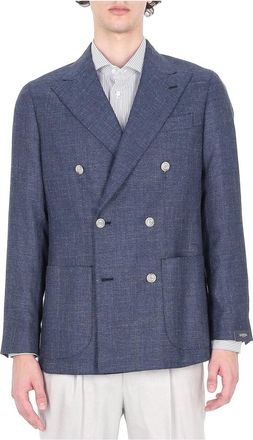 Barba Dubbelrijige Tailored Woven Jas - Heren - Business blazers - Blauw - XL - Wol - Kostuums