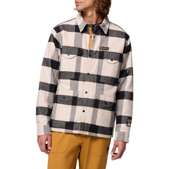 Columbia High Cascades Plaid Shirt Jacket in Dark Stone Tim Buff Plaid at Nordstrom Rack, Size X-Large