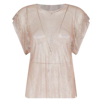 Alberta Ferretti Alberta Ferretti, Blouses, female, Pink, Size: M Micro Rhinestone Top