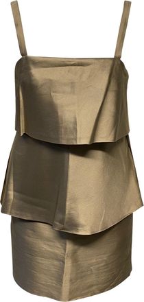Moschino Ruffled Dress in Beige Silk
