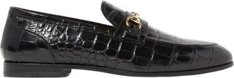 Scarosso Zwarte Croco Horsebit Loafer - Heren - Loafers - Zwart - 41 1/2 EU - Leer - Schoenen