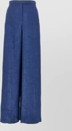Emporio Armani high waist linen wide leg pleated trousers