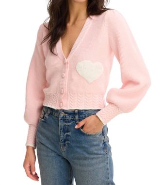 Allison New York Piper Cardigan In Light Pink With Hearts