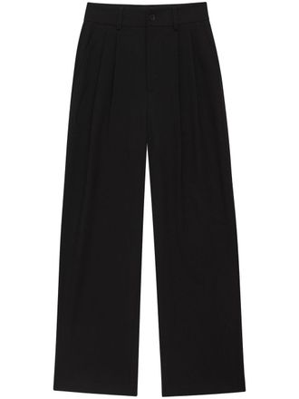 Anine Bing Carrie wide-leg twill pants - Black
