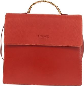 Loewe Vintage Velazquez Top Handle Bag Leather Red Leather Handbag (Pre-Owned)