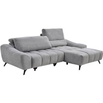 Vente-Unique Divano angolare destro relax con seduta scorrevole in tessuto grigio - ELOSIA