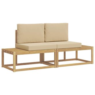 vidaXL Conjunto De Sof&aacute;s De Exterior Con Coj&iacute;n 2 Pcs Y Beige Poli&eacute;ster Vidaxl
