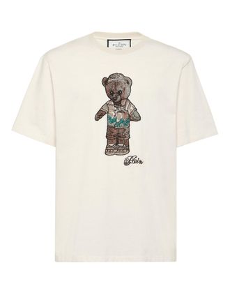 Philipp Plein Crystal Round Neck T-Shirt Teddy Bear