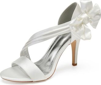 Generic Womens High Heels Sexy Open Toe Heels Wedding Shoes Summer Stiletto Sandals Bridal Shoes 10.5Cm,Ivory,7 UK
