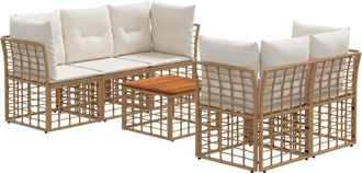 vidaXL Conjunto De Sof&aacute;s De Exterior 6 Uds. Natural Y Crema Vidaxl