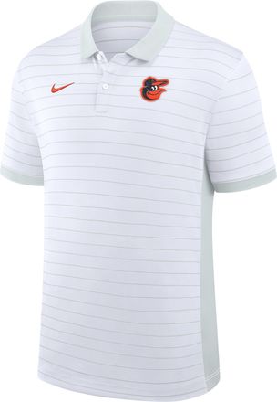 Nike Baltimore Orioles Authentic Collection Striped Victory Nike Mens Dri-FIT MLB Polo in White | 03BG0GJCOLE-P81