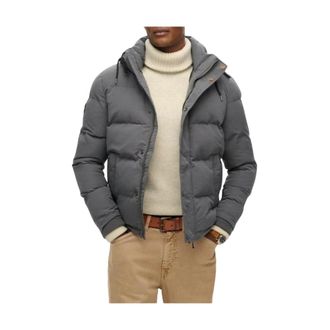 Superdry Winter Jackets, male, Gray, S, Grey Hooded Zip Jacket for Men
