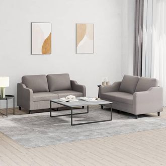 vidaXL Vidaxl - Juego De Sof&aacute;s Con Cojines 2 Piezas Tela Gris Taupe