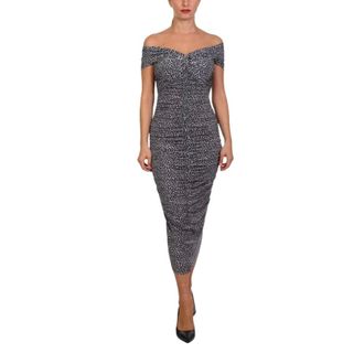 Michael Kors Kleedjes, Dames, Veelkleurig, S, Polyester, Leopard Print Stretch Matte Jersey Off-The-Shoulder Jurk