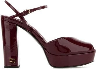 Miu Miu 110 mm lakleren sandalen met plateauzool - Rood
