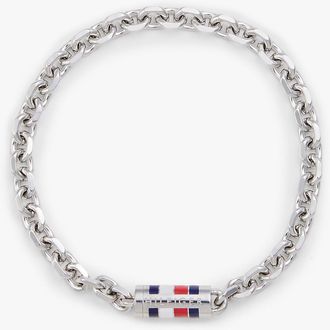 Tommy Hilfiger Mens Signature Stripe Chain Link Bracelet - Grey