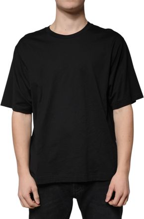 Dolce & Gabbana Black Cotton Crew Neck Short Sleeves Mens T-shirt