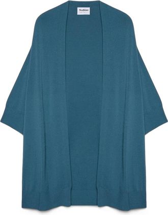 Fiorella Rubino Lange cardigan van fijne viscosemix - Dames - Vesten - Blauw - Xs/S - Nylon - Truien & Vesten