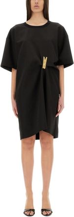 Moschino Black Solid Round Neck Knee Length Dress