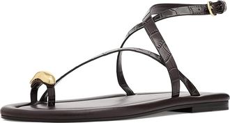 Marc Fisher Gynnie Womens Dress Sandals Dark Brown Croco Leather : 9.5 M