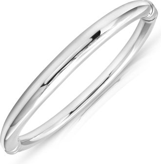 MAX + STONE Sterling Silver Polished Classic Bangle Bracelet with Hinged Clasp