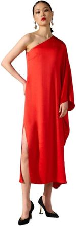 Karl Lagerfeld One-Shoulder Ceremonial Dress - Dames - Casual kleedjes - Rood - M - Polyester - Kleedjes