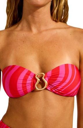 Seafolly Ring Front Bandeau Bikini Top in Flame at Nordstrom Rack, Size 4 Us / 8 Au