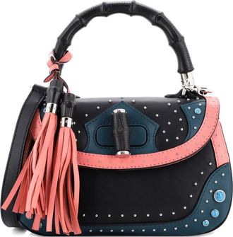 Gucci New Bamboo Top Handle Bag Studded Leather Medium shoulder bag - Multicolore