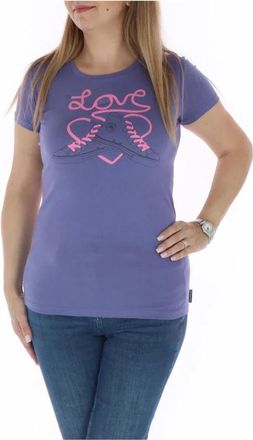 Converse Liefde Hart Crew Neck Tee - Dames - T-shirts - Paars - S - Katoen - Tops