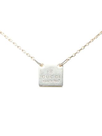 Gucci 2000-2015 Sterling Silver Square Plate Logo Pendant necklace - Argento