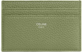Celine Grained Calfskin Card Holder - Heren - Portefeuilles - Groen - ONE Size - Leer - Accessoires