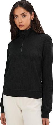 Splendid Sweatersoft 1/4 Zip Womens Sweatshirt Black : XL (Womens 14-16), Elastane/Nylon/Polyester