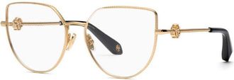 Roberto Cavalli Eyeglasses Cat Eye Full Rim, Shiny Rose Gold Frame And Clear Demo Lenses Lens Vrc0480300