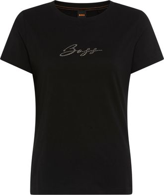 Boss Orange by Hugo Boss T-Shirt BOSS ORANGE Esogo_MA_crystal Premium Damenmode, Damen, Gr. XL (42), schwarz 001, Single Jersey, Obermaterial: 100% Baumwolle, unifarben, figur