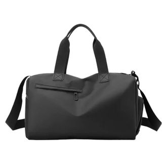 Generic Compatible For Zipper Large Capacity Travel Bags Solid Fitness Thickened Fabric Luggage Sports(Black)