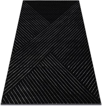 RugsX Rugsx - Alfombra Emerald Exclusivo A0084 Glamour, Elegante, Lineas, Geom&eacute;trico Negro / Plata Black 280x370 Cm