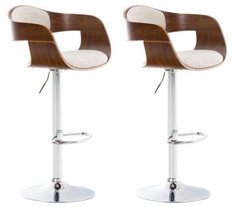 Clp Set De 2 Taburetes Kingston En Tela Nogal/crema