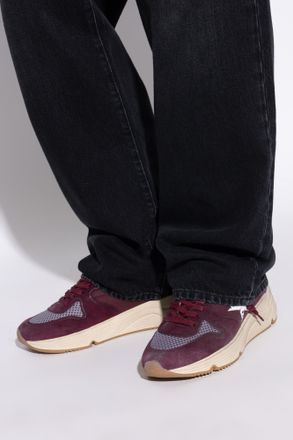 Golden Goose Running Sole With Printed Star Sports Shoes, Mens, Burgundy