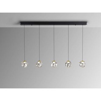 Schuller L&aacute;mpara De Techo Alargada Zaria 5l Negro/oro/transp Dim