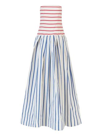 Rosie Assoulin striped cotton maxi dress - women - Cotton/Polyamide/Cotton - 4 - White