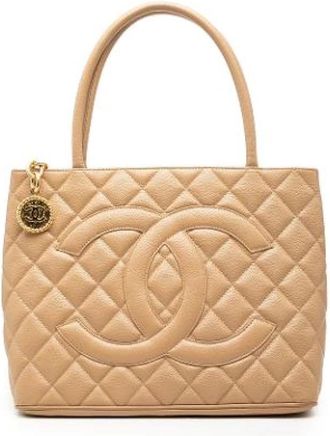 Chanel Pre-owned Medallion Tote Bag - Dames - Vintage Handtas - Beige - ONE Size - Leer - Vintage